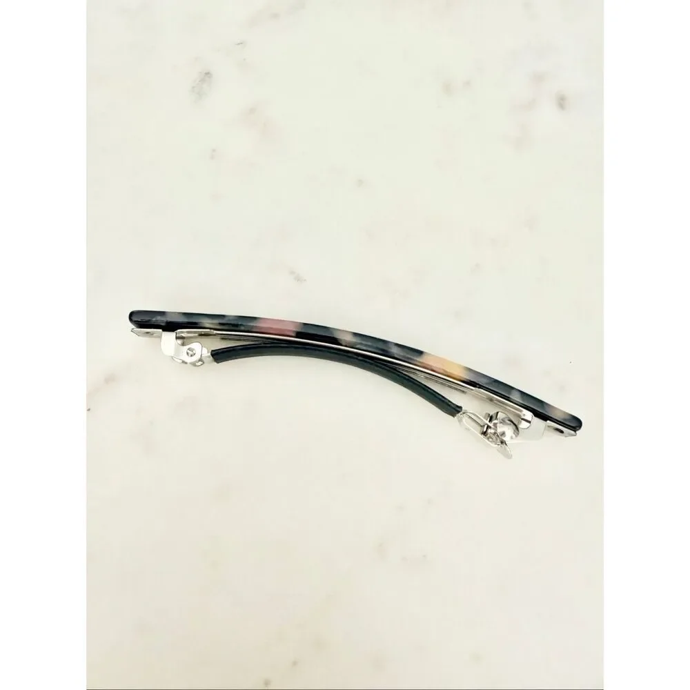 Nordstrom Marbled Acrylic French Barrette Hair Clip Black Multicolor